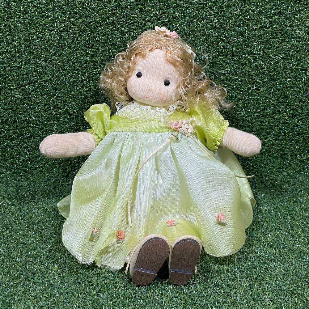 vintage Green Tree Soft Sculpture Wind Up Musical Doll